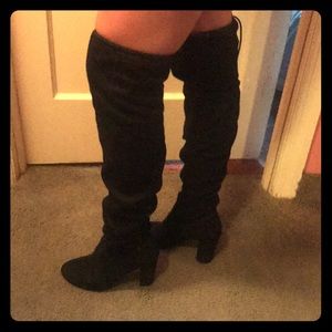 Black thigh high boots